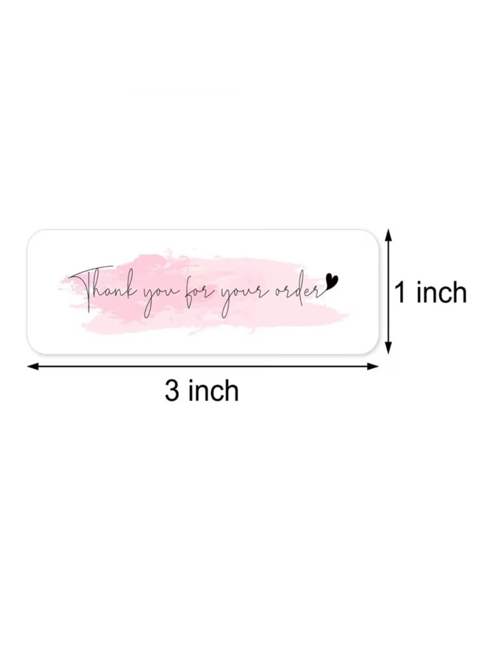 Thank You For Your Order Sticker Roll - Pink Watercolor 1” x 3” - 500 stickers - Picture 2 of 2